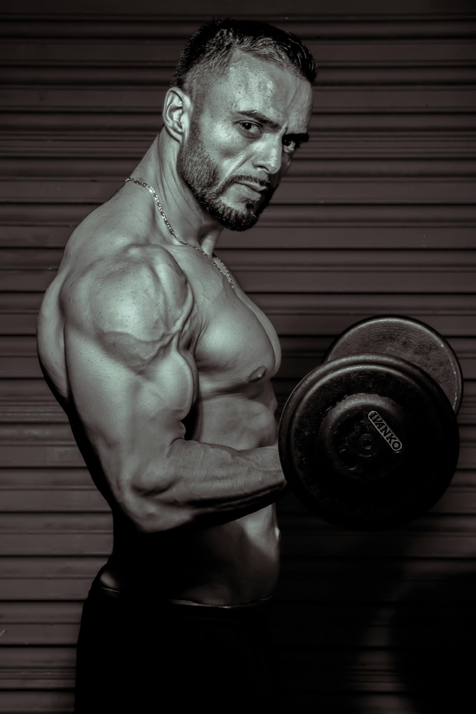A member training with a dumbbell